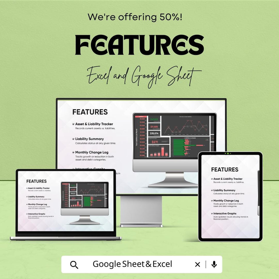 Administration Financial Dashboard – Excel and Google Sheets Template for Asset & Liability Tracking