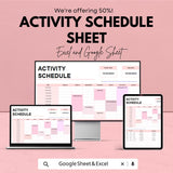 Activity Schedule Sheet | Excel & Google Sheet | Plan and Organize Your Weekly Activities | Editable Template for Easy Scheduling