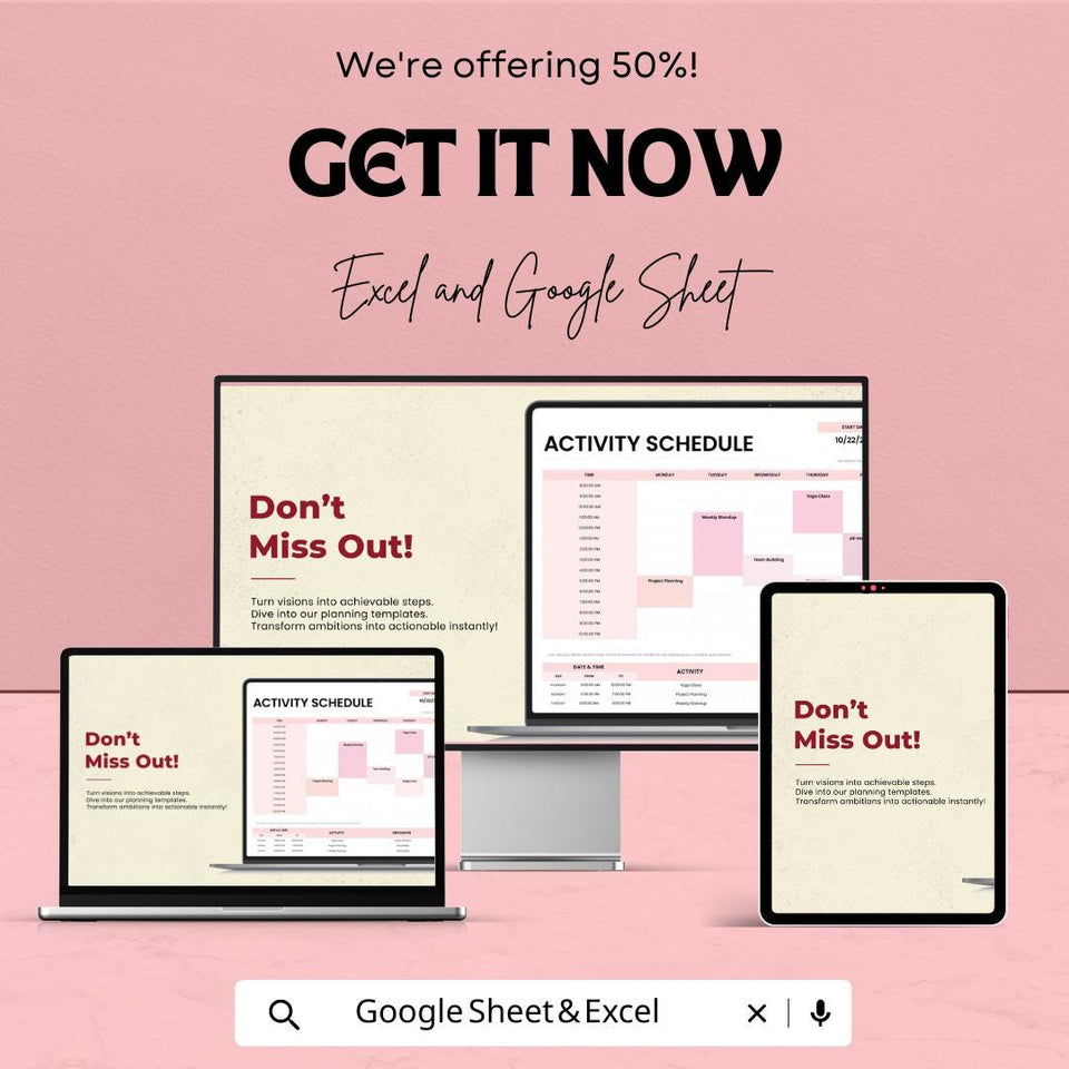 Activity Schedule Sheet | Excel & Google Sheet | Plan and Organize Your Weekly Activities | Editable Template for Easy Scheduling