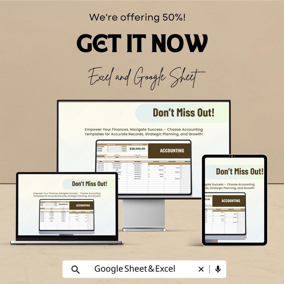 Accounting Sheet – Excel & Google Sheets – Income, Expenses, Balance Sheet – Financial Tracker for Small Business