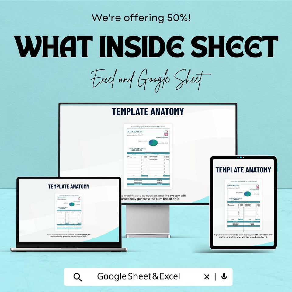 Accounting Spreadsheet Template for Small Business – Financial Tracker, Balance Sheet & Income Statement – Excel and Google Sheets Template