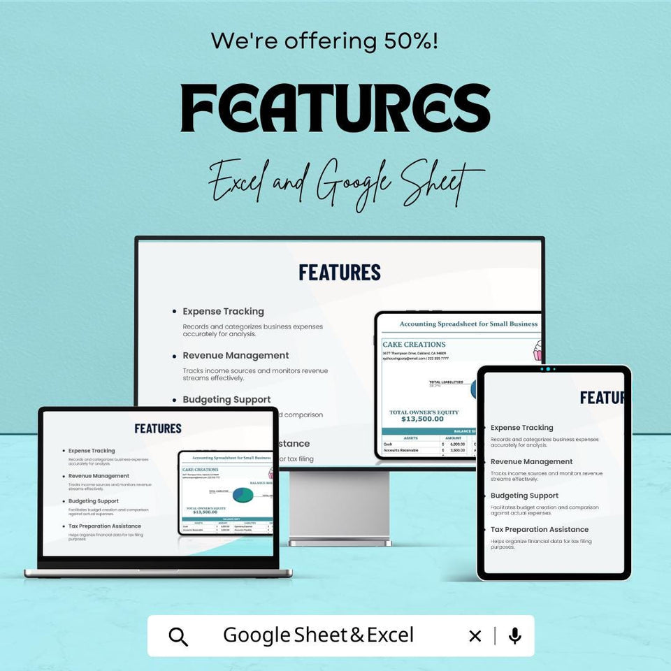 Accounting Spreadsheet Template for Small Business – Financial Tracker, Balance Sheet & Income Statement – Excel and Google Sheets Template