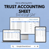 Trust Accounting Sheet | Excel and Google Sheet Template | Trust Ledger for Law Firms, Clients, Finance, Compliance & Transparency