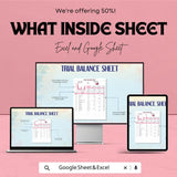 Trial Balance Sheet | Excel & Google Sheet Accounting Template | Summary Ledger with Charts | Business Finance Tracker Tool