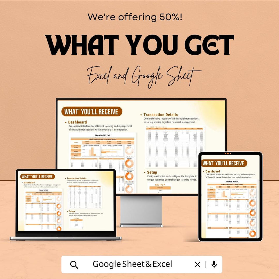 Transport and Logistics General Ledger Sheet | Google Sheets | Financial Accounting Tracker for Fleet, Logistics & Transport Businesses