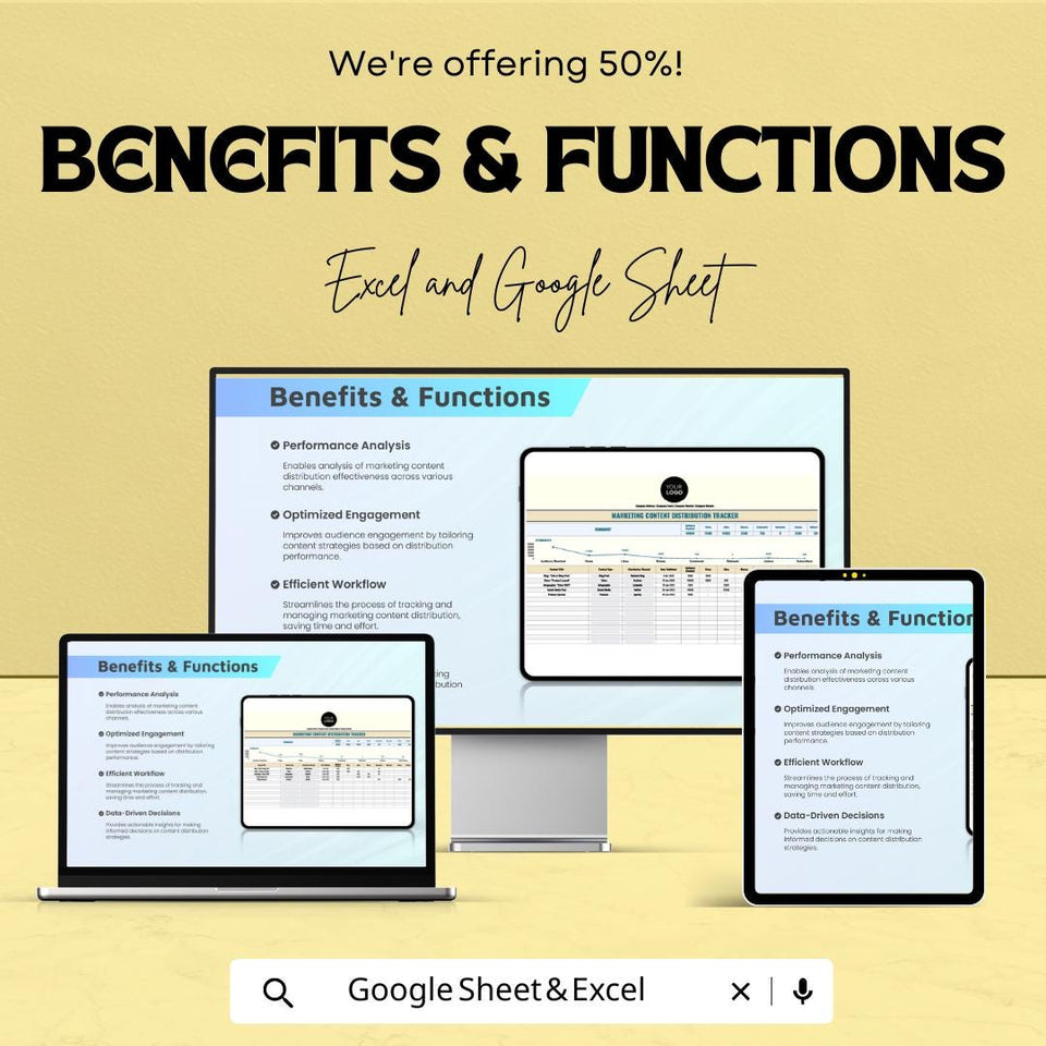 Marketing Content Distribution Tracker | Excel and Google Sheets Template | Social Media & Content Strategy Planner