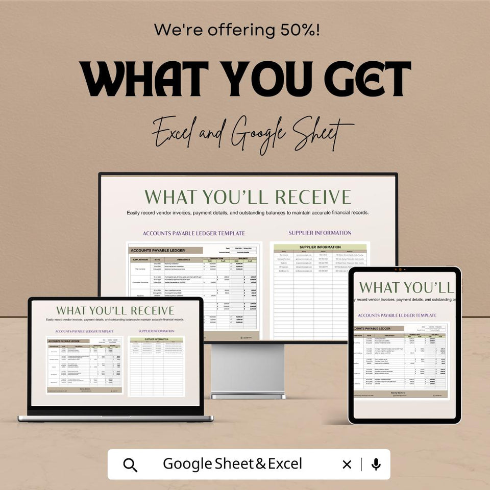 Accounts Payable Ledger Sheet | Excel & Google Sheet | Track Vendor Payments