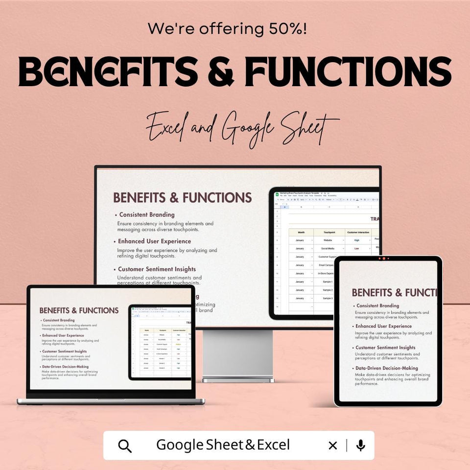 Marketing Brand Touchpoint Analyzer Sheet | Excel and Google Sheets Template for Brand Strategy | Customer Interaction Tracking & Analysis |