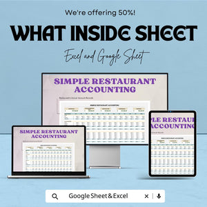 Simple Restaurant Accounting Spreadsheet | Google Sheets | Restaurant Finance Tracker | Expense & Profit Log | Digital Bookkeeping Tool