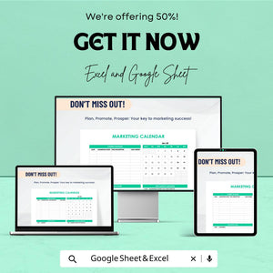 Simple Marketing Calendar Sheet | Google Sheets & Excel | Editable Content Planner | Monthly Marketing Schedule | Campaign Tracker