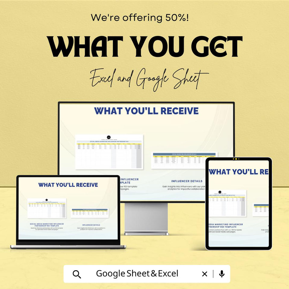 Social Media Marketing Influencer Partnership ROI Sheet – Excel & Google Sheets Template – Track Influencer Performance – Marketing Tool