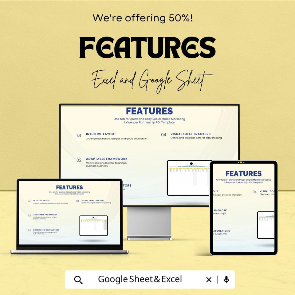 Social Media Marketing Influencer Partnership ROI Sheet – Excel & Google Sheets Template – Track Influencer Performance – Marketing Tool