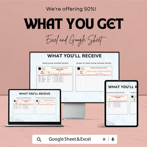 Marketing Trade Show Expense Report Sheet | Budget Tracker for Events | Excel and Google Sheet | Customizable Template for Exhibitors |
