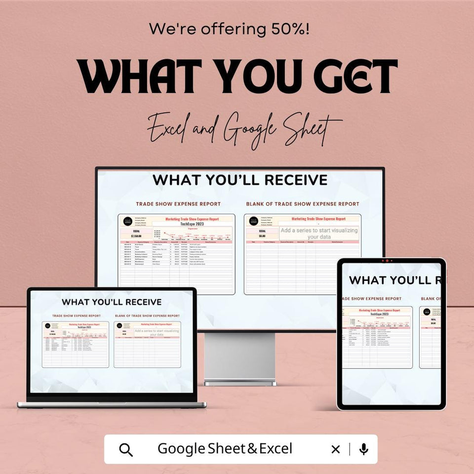 Marketing Trade Show Expense Report Sheet | Budget Tracker for Events | Excel and Google Sheet | Customizable Template for Exhibitors |
