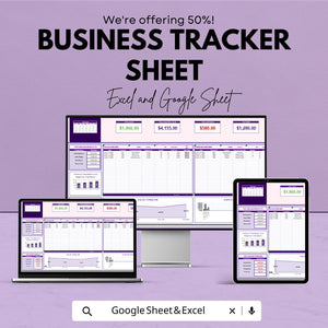 Business Tracker Template - Excel and Google Sheets - Track Sales, Expenses, Profits & Performance - 50% Off