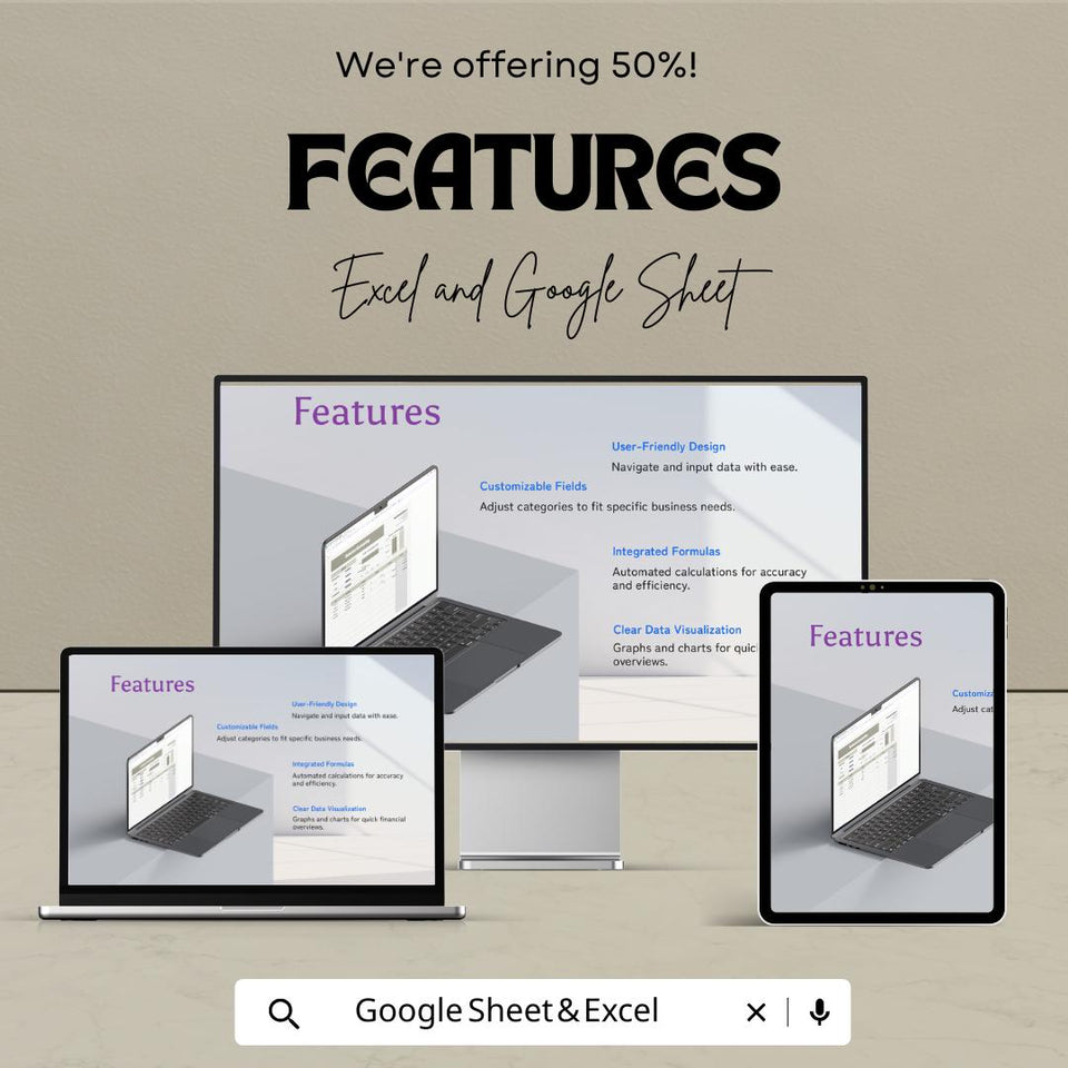 Business Accounting Spreadsheet - Excel & Google Sheet - Track Income, Expenses, and Profit - 50% Off
