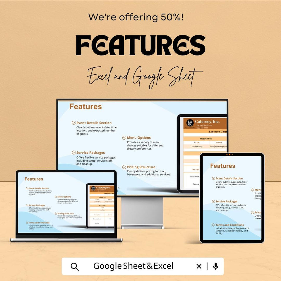 Catering Services Quotation Template | Request for Quote | Google Sheets & Excel | Event Catering RFQ Form | Editable Catering Pricing Sheet