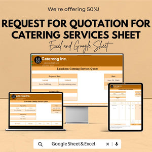 Catering Services Quotation Template | Request for Quote | Google Sheets & Excel | Event Catering RFQ Form | Editable Catering Pricing Sheet