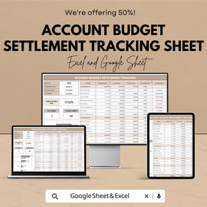 Account Budget Settlement Tracking Sheet – Excel and Google Sheet Template for Financial Management, Budget Allocation & Expense Tracking