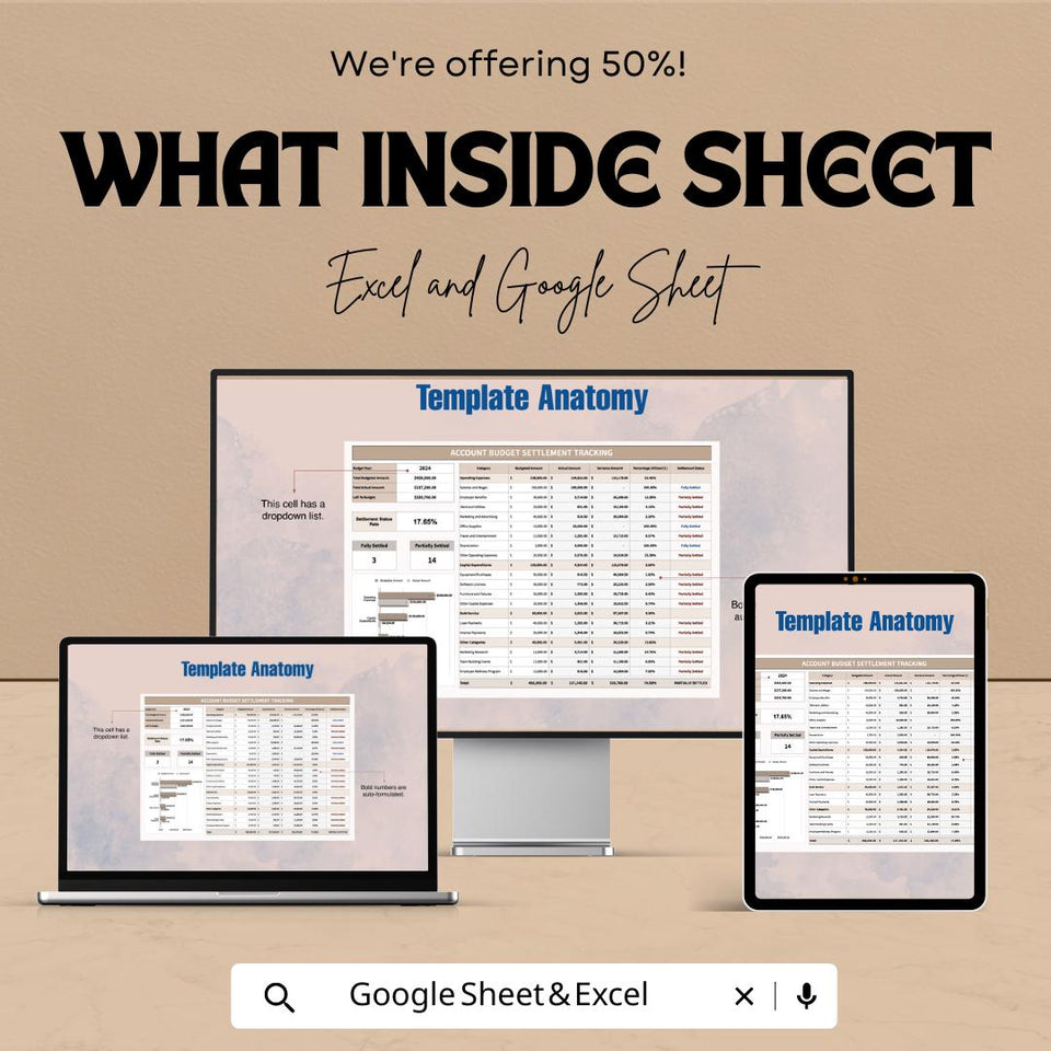 Account Budget Settlement Tracking Sheet – Excel and Google Sheet Template for Financial Management, Budget Allocation & Expense Tracking