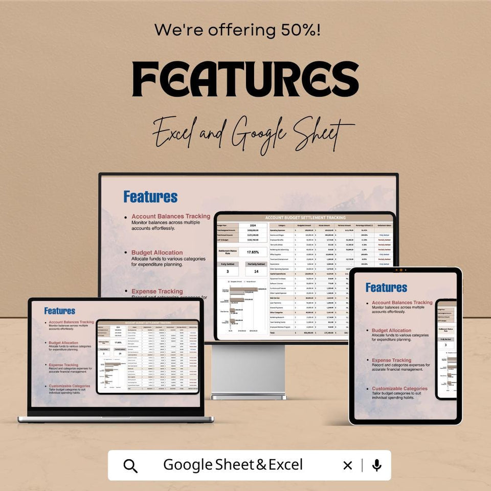 Account Budget Settlement Tracking Sheet – Excel and Google Sheet Template for Financial Management, Budget Allocation & Expense Tracking