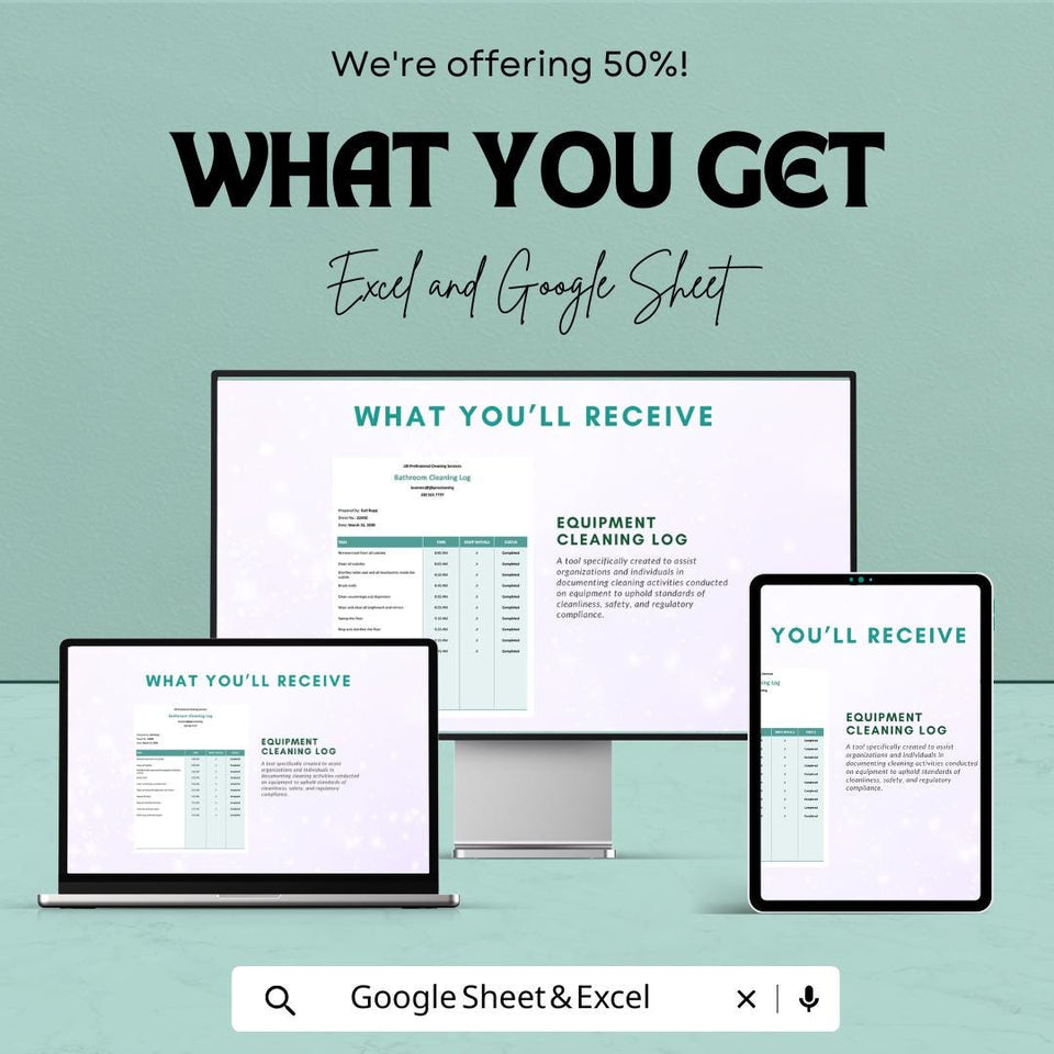 Bathroom Cleaning Log Sheet | Excel & Google Sheets Template | Hygiene Maintenance Tracker