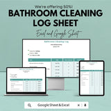 Bathroom Cleaning Log Sheet | Excel & Google Sheets Template | Hygiene Maintenance Tracker