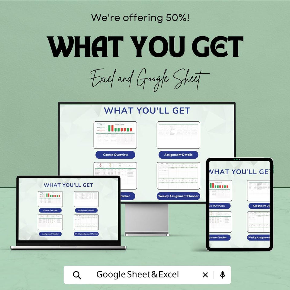 Assignment Tracker Sheet | Excel & Google Sheet | Task and Deadline Management Template