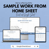 Sample Work From Home Sheet | Employee Time Tracker | Work Log Template for Excel & Google Sheets | Daily Log | Time Management