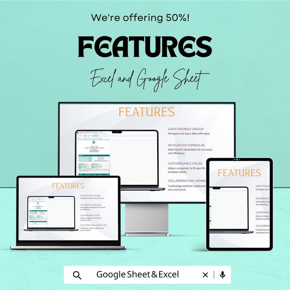 Freelance Consultant Invoice Sheet - Excel and Google Sheet Template | Professional Billing & Invoice Tracker | 50% Off