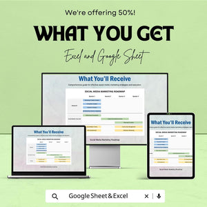 Social Media Marketing Roadmap Sheet | Google Sheets Template | Strategic Marketing Plan | Social Media Planner | Quarterly Marketing