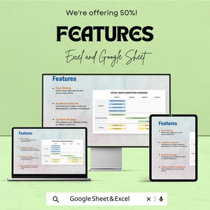 Social Media Marketing Roadmap Sheet | Google Sheets Template | Strategic Marketing Plan | Social Media Planner | Quarterly Marketing