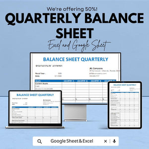 Quarterly Balance Sheet Template | Excel & Google Sheets | Business Finance Tracker | Editable Financial Statement | Instant Download