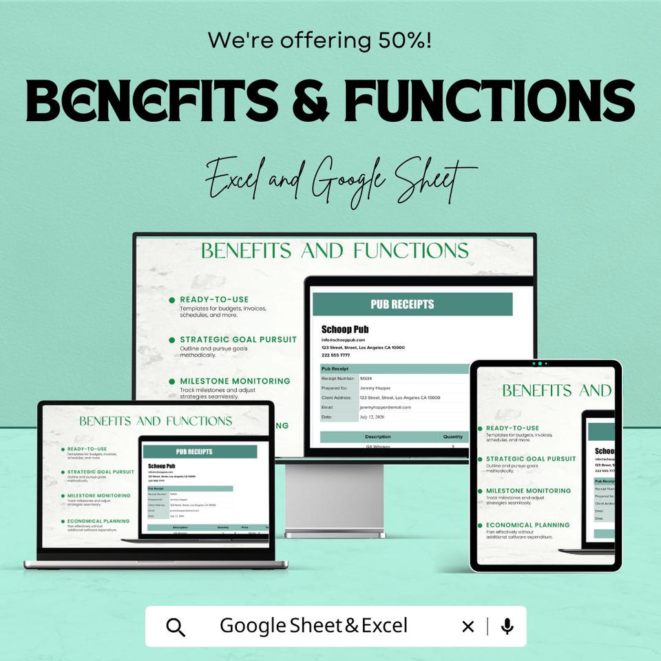 Pub Receipts Sheet Template - Excel & Google Sheet for Easy Financial Tracking