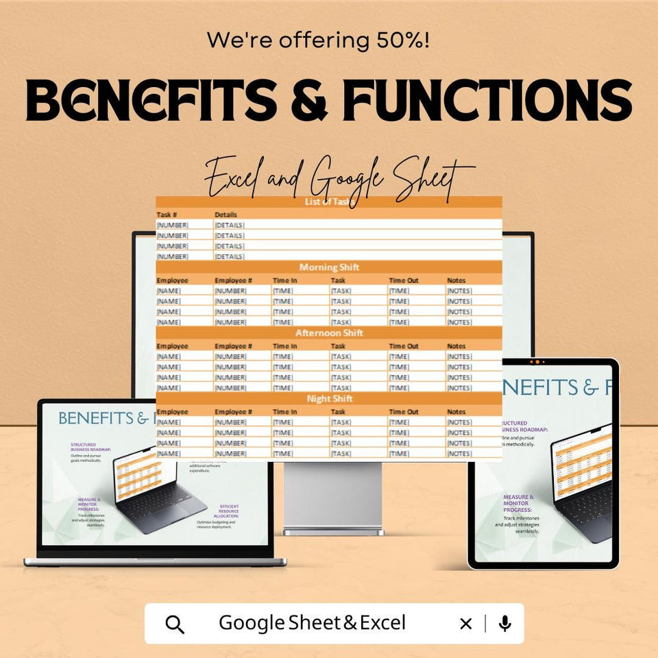 Blank Daily IT Schedule Sheet | Excel & Google Sheet Template | Task Organizer | Shift Planner | Employee Task Tracker | 50% OFF Now!