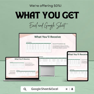 Account Procedure Tracking Sheet | Excel & Google Sheet Template | Task and Budget Tracker | Expense Log | Progress Tracking | 50% OFF!