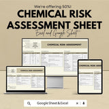 Chemical Risk Assessment Sheet - Google Sheet Template for Workplace Safety | Hazard Identification, Exposure Assessment & Risk Control