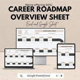 Career Roadmap Overview Sheet - Excel & Google Sheets Template for Career Planning, Goal Setting, and Milestone Tracking - 50% Off
