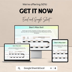 Career Roadmap Overview Sheet - Excel & Google Sheets Template for Career Planning, Goal Setting, and Milestone Tracking - 50% Off