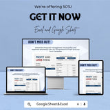 Profit and Loss Form Sheet – Excel and Google Sheets | Financial Statement Template | Business Expense & Revenue Tracker