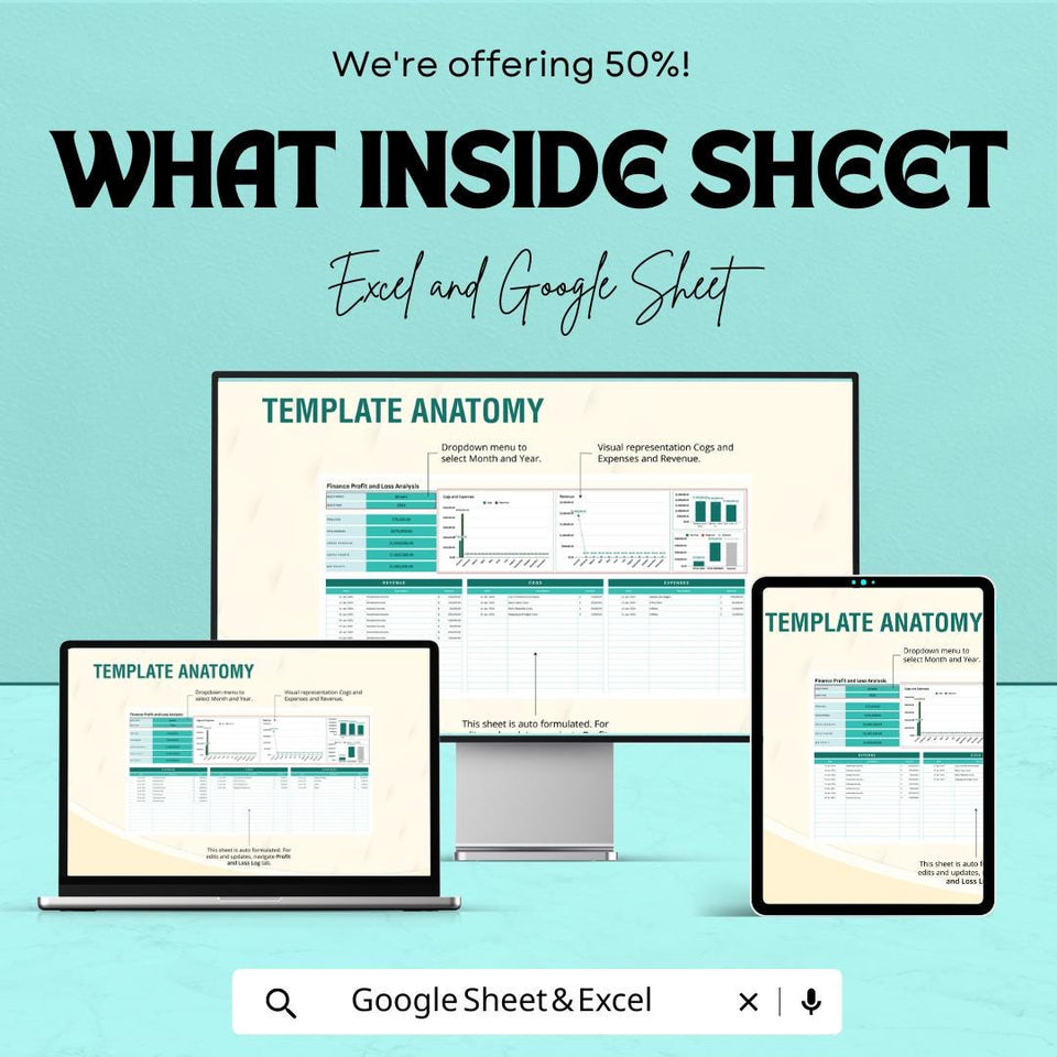 Profit and Loss Budget Sheet – Excel & Google Sheets | Automated Business Tracker | Digital Download
