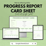50% Off - Progress Report Card Sheet for Google Sheets | Student Grade Tracker | Quarterly Report Template | Academic Progress Overview