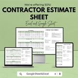 Contractor Estimate Template for Construction Projects | Excel & Google Sheets | 50% OFF
