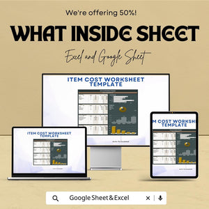 Item Cost Worksheet Template | Excel and Google Sheet | Track Project Costs, Profit Margins & Pricing