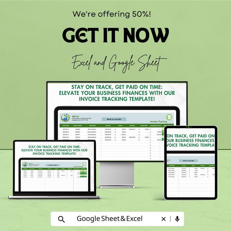 Invoice Tracking Sheet - Easy to Use Invoice Management | Google Sheets, Track Payments & Due Dates, Simple Invoice Tracker