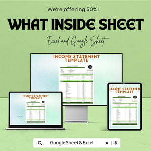 Income Statement Sheet | Excel & Google Sheet Template for Financial Reporting | 50% Off Now