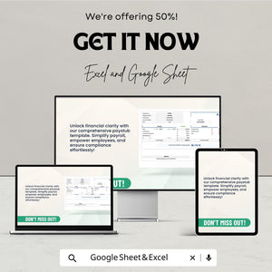 50% Off | Paystub Sheet Template for Excel and Google Sheets | Employee Pay Stubs, Deductions, & Earnings Breakdown