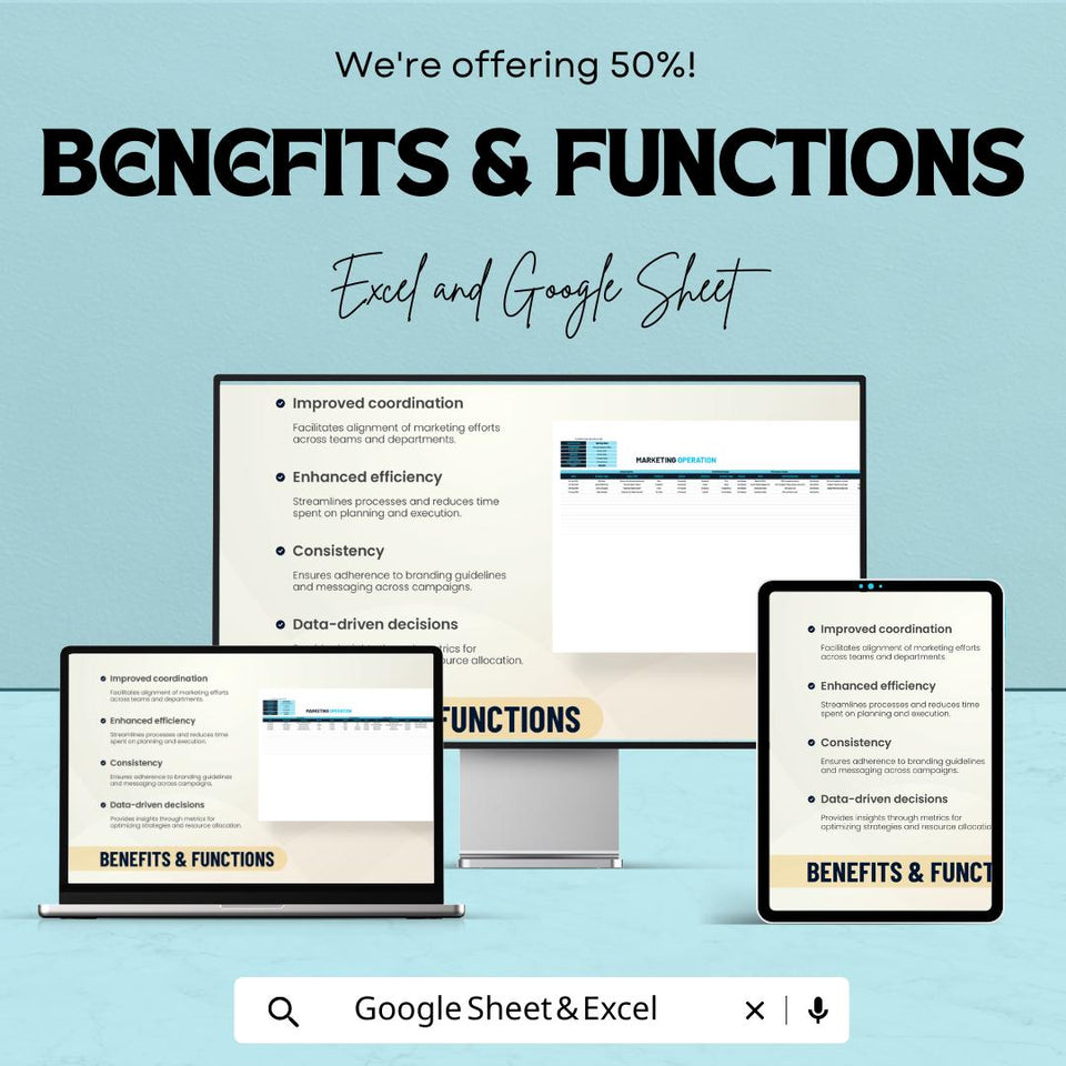 50% Off | Marketing Operation Sheet Template for Excel and Google Sheets | Campaign Planning, Resource Allocation, & Performance Metrics