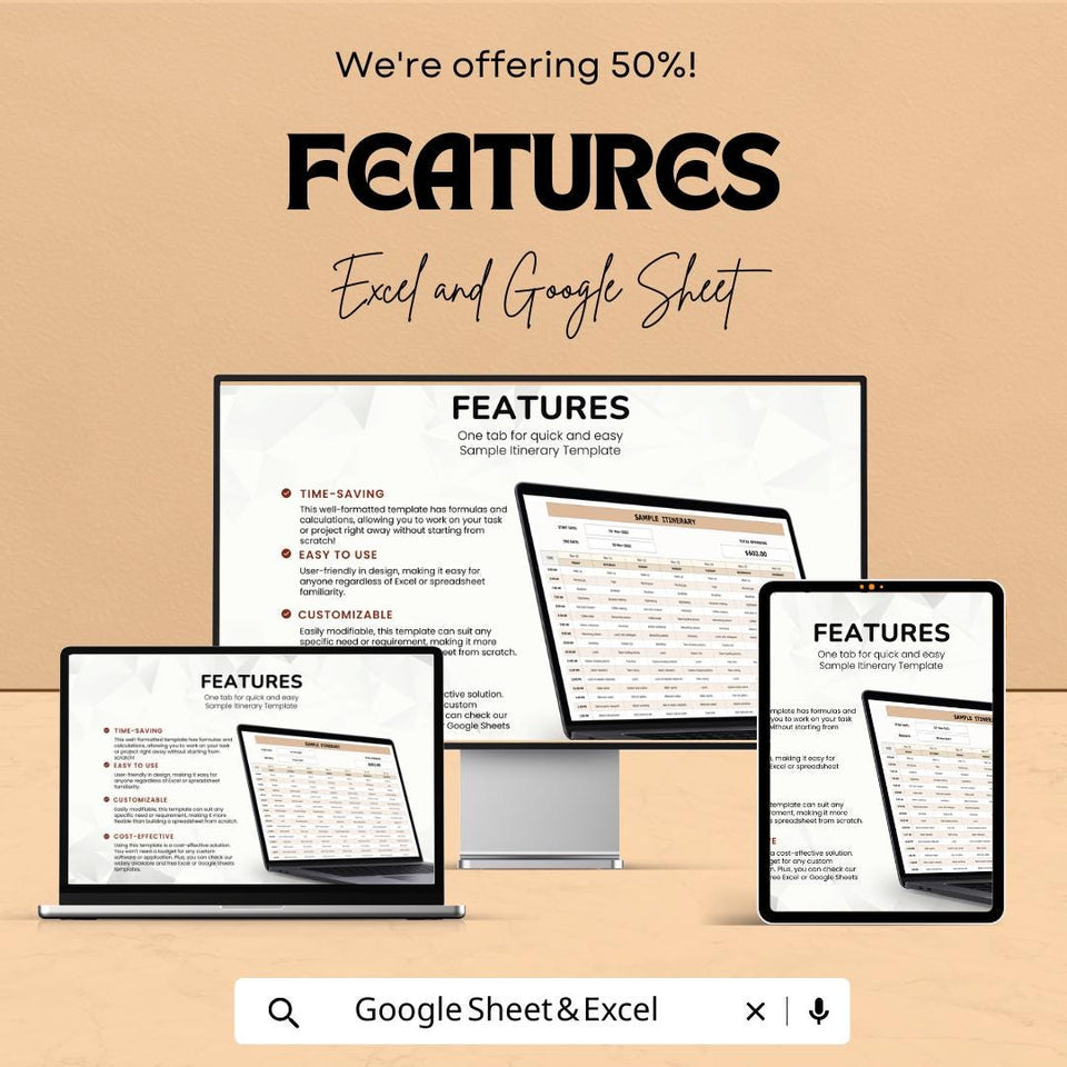 Sample Itinerary Sheet - Editable Excel & Google Sheets Template for Easy Trip Planning