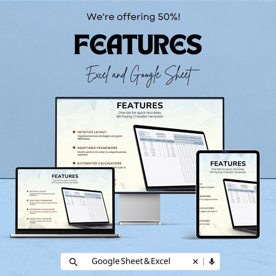 Bill Paying Checklist Template - Google Sheets, Bill Organizer, Payment Tracker, Monthly Bill Checklist, Budgeting Tool, Digital Download